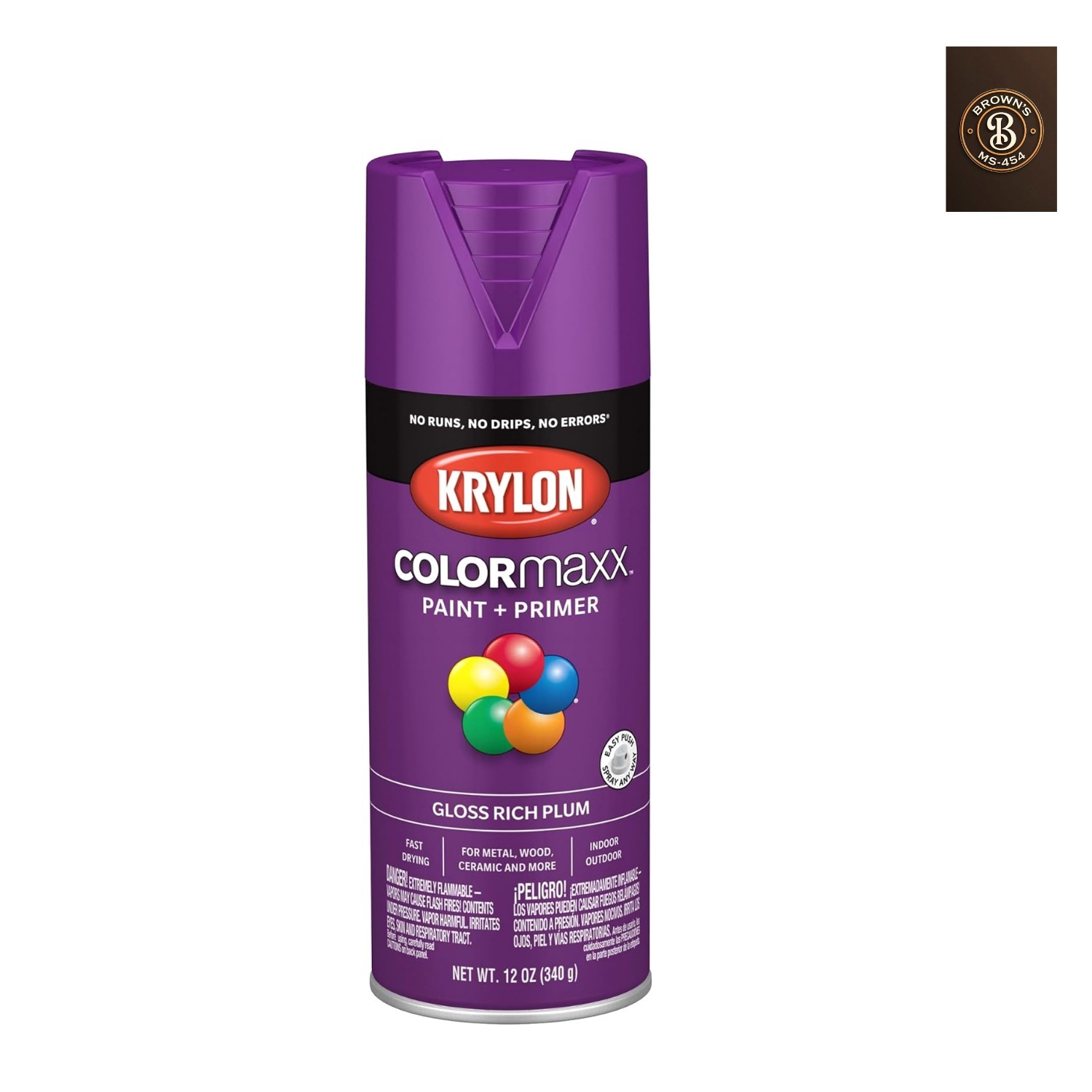 K0007 COLORmaxx Spray Paint and Primer for Indoor/Outdoor Use, Gloss Rich Plu…