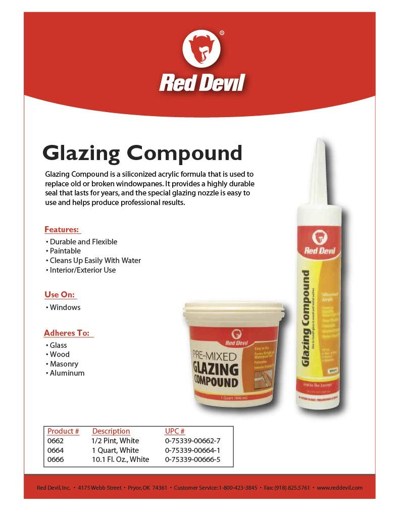 0664 Pre-Mixed Glazing Compound, 1 Quart