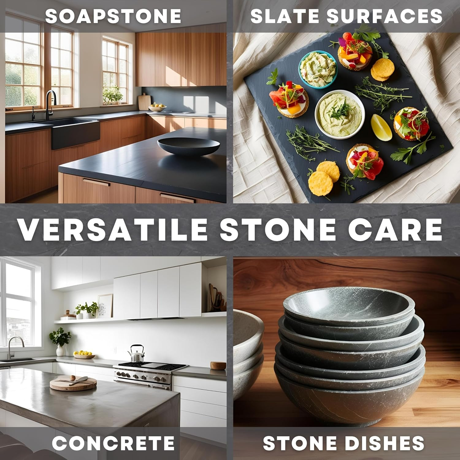 Soapstone Ultimate Care Kit – Soapstone Wax, Soap-Stone Oil, Stone Spray Cleaner