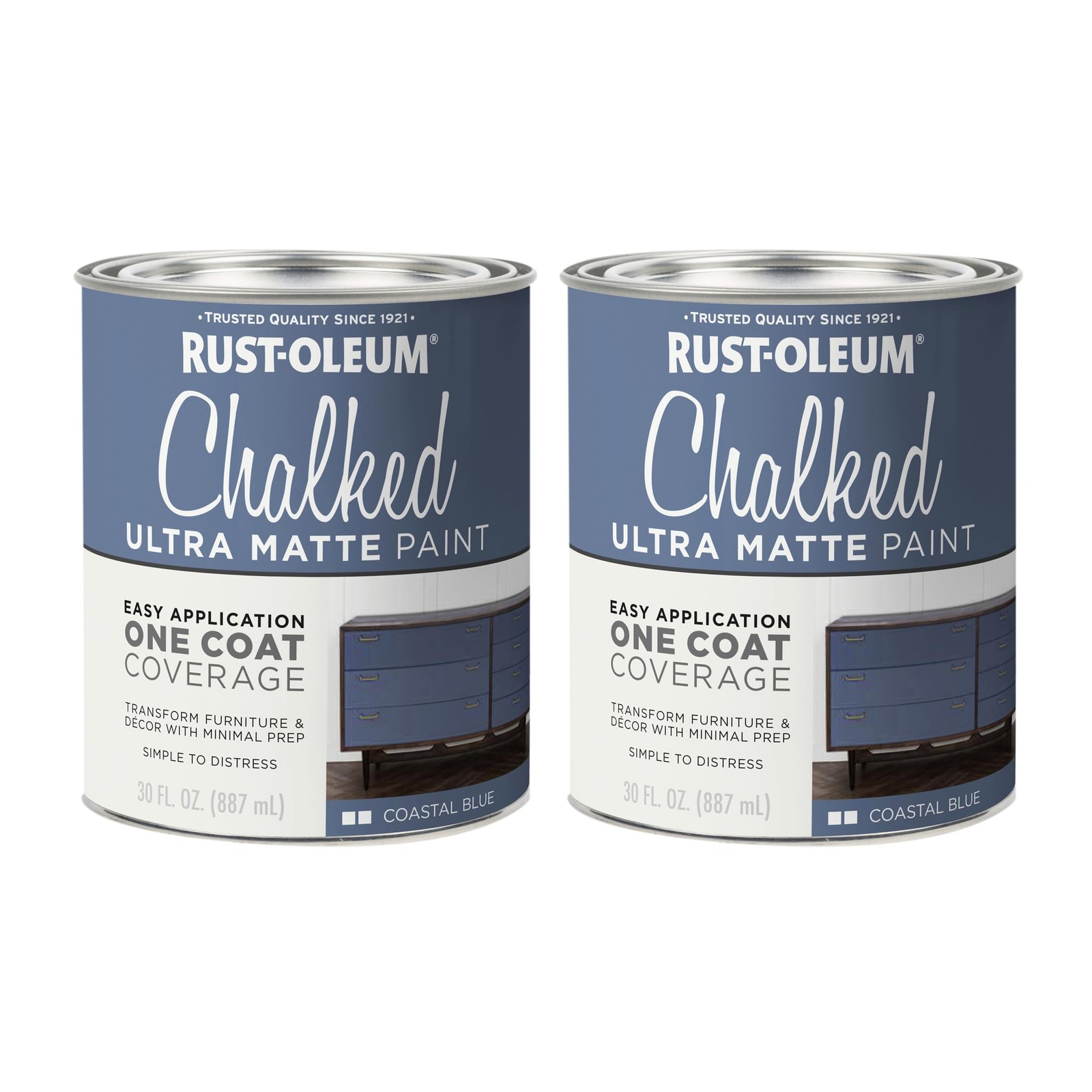 Rust Oleum Chalked Paint Coastal Blue 30 Ounce Pack Of 2 Ultra Matte Finish