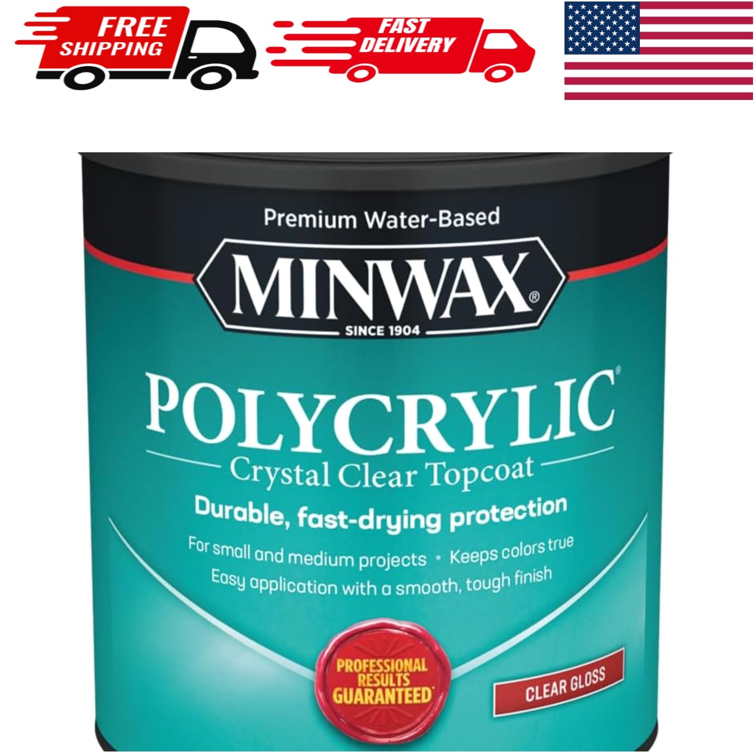 Fast-Drying 1 Quart Polycrylic Gloss Finish – Perfect for Interior Wood Projects