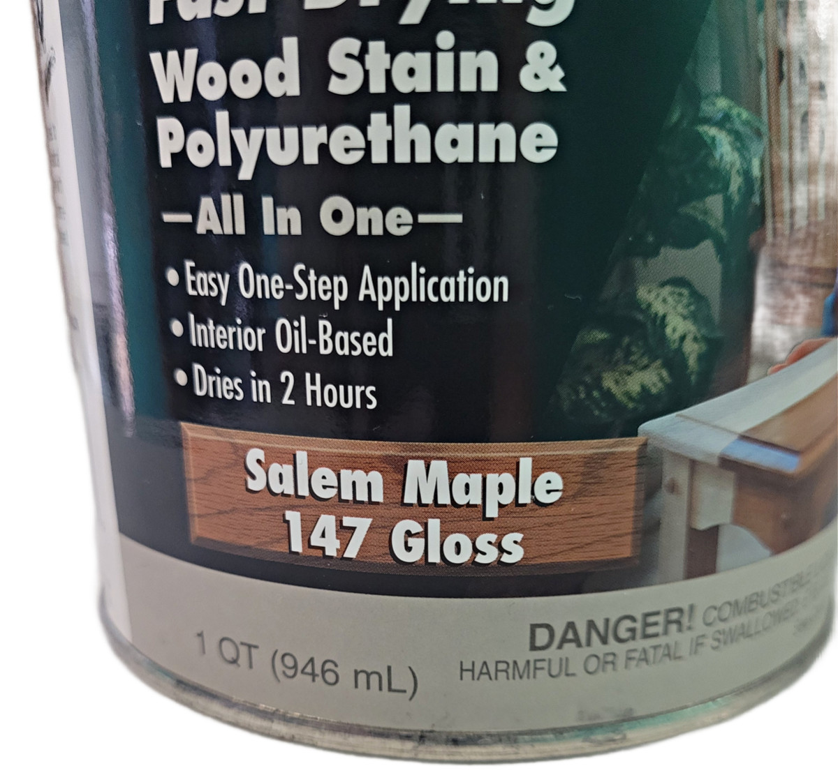 ZAR Plus Wood Stain Polyurethane Salem Maple 147 Gloss Quart Fast Drying