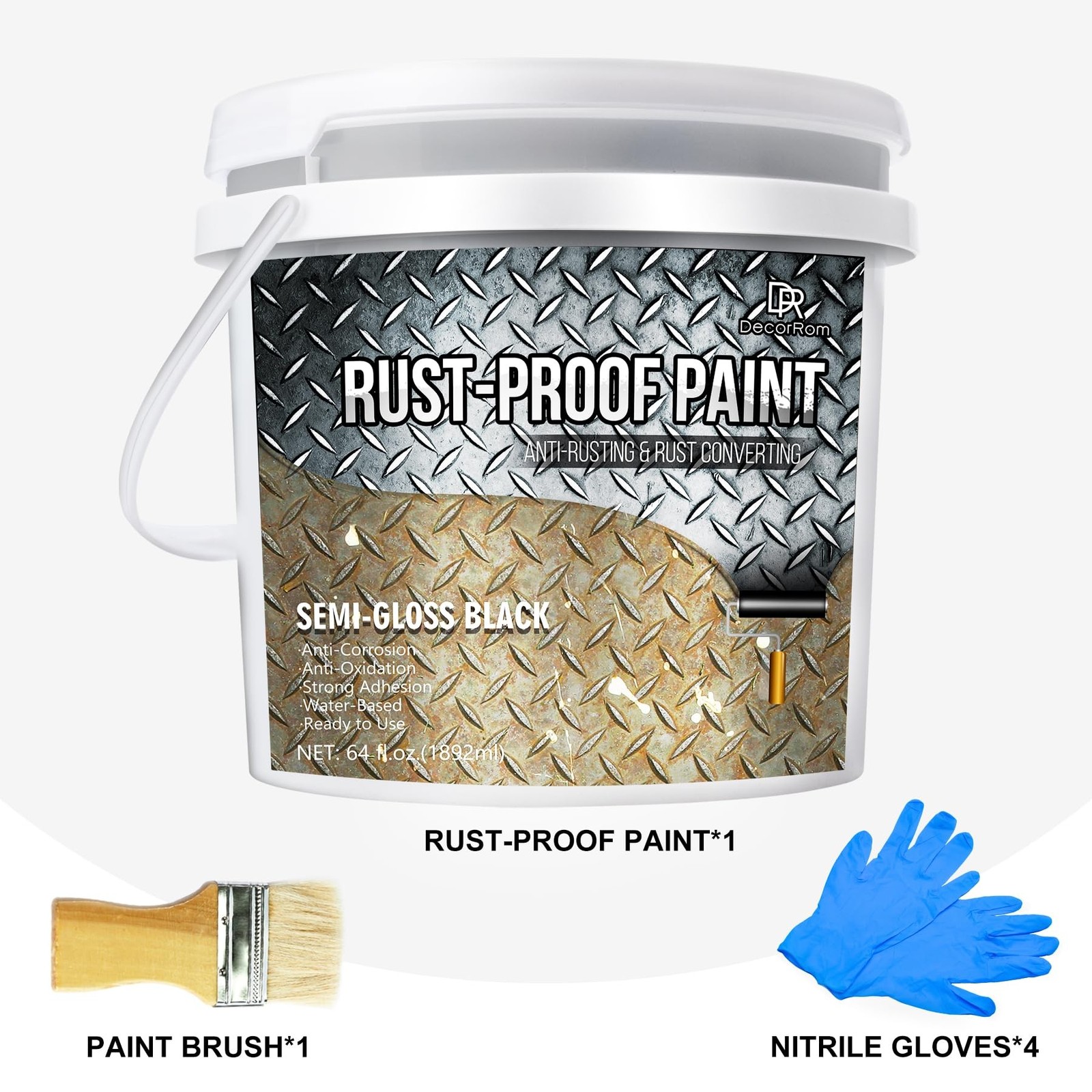 Water Based Rust Converter Paint 64Oz Metal Primer Semi Gloss Rust Reformer Kit