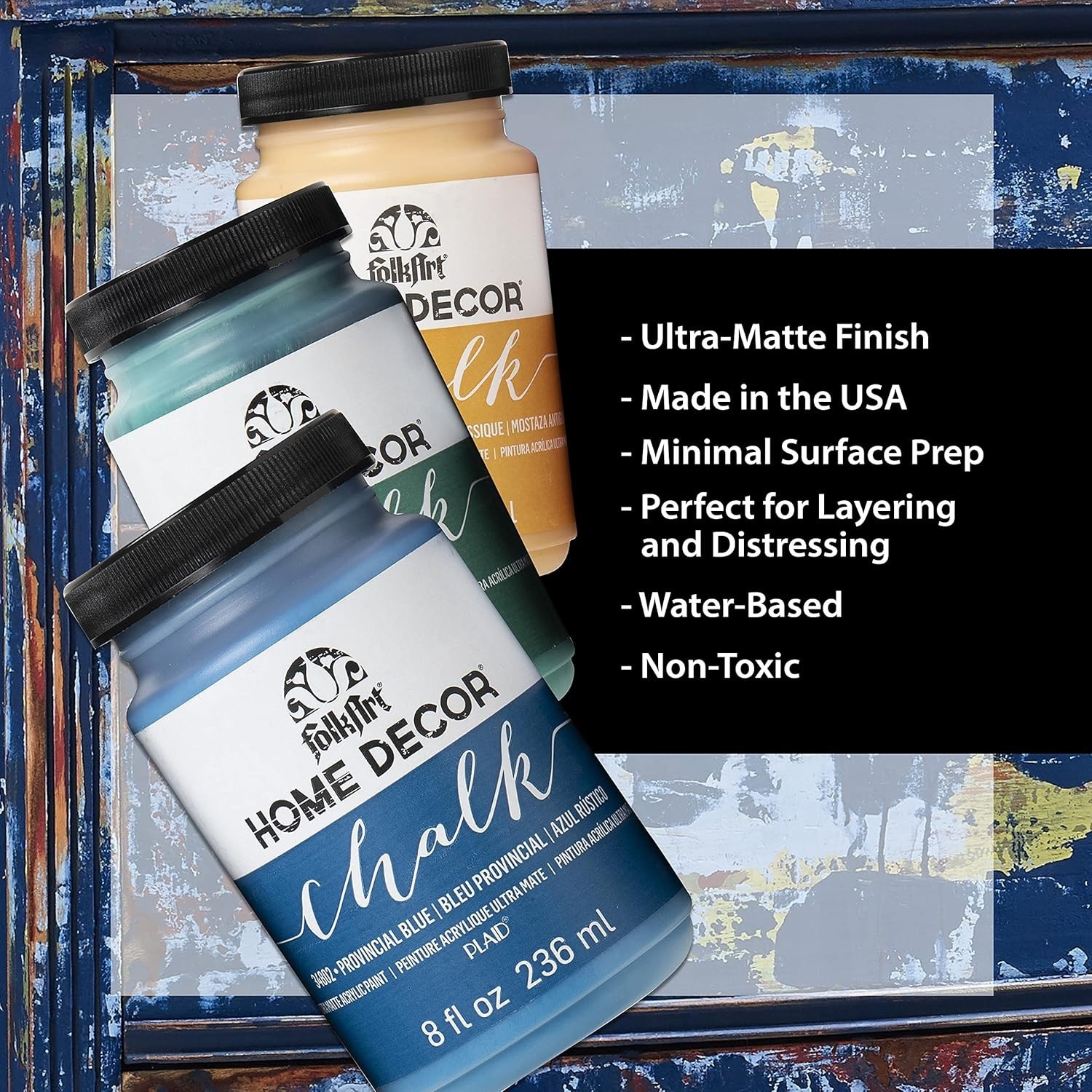 Versatile 8oz Water Based Chalk Paint in Imperial – Matte Finish for Crafts