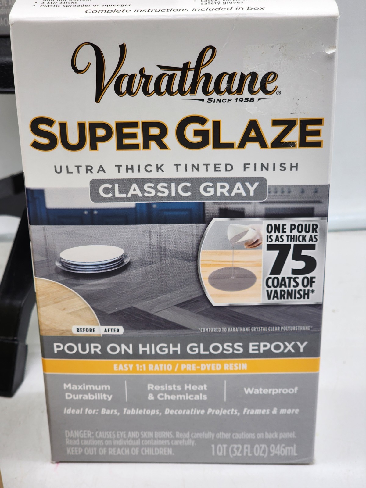 Varathane Super Glaze Pour-On High Gloss Epoxy (3 Boxes) CLASSIC GRAY NEW