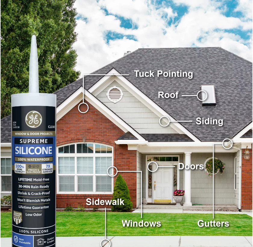 GE Supreme Silicone Window & Door Sealant, 10.1 fl oz