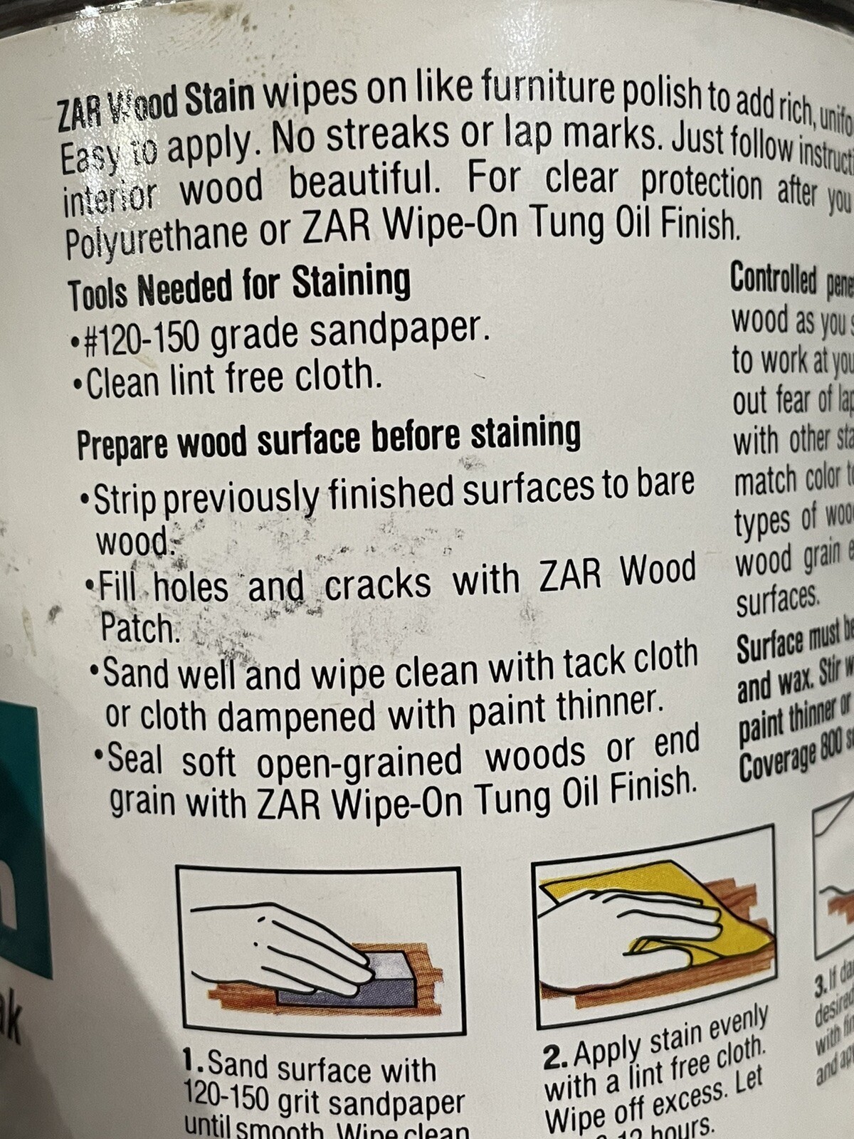 Quart Can ORIGINAL ZAR 122 Mediterranean Oil Based Wood Stain & Sealer NEW