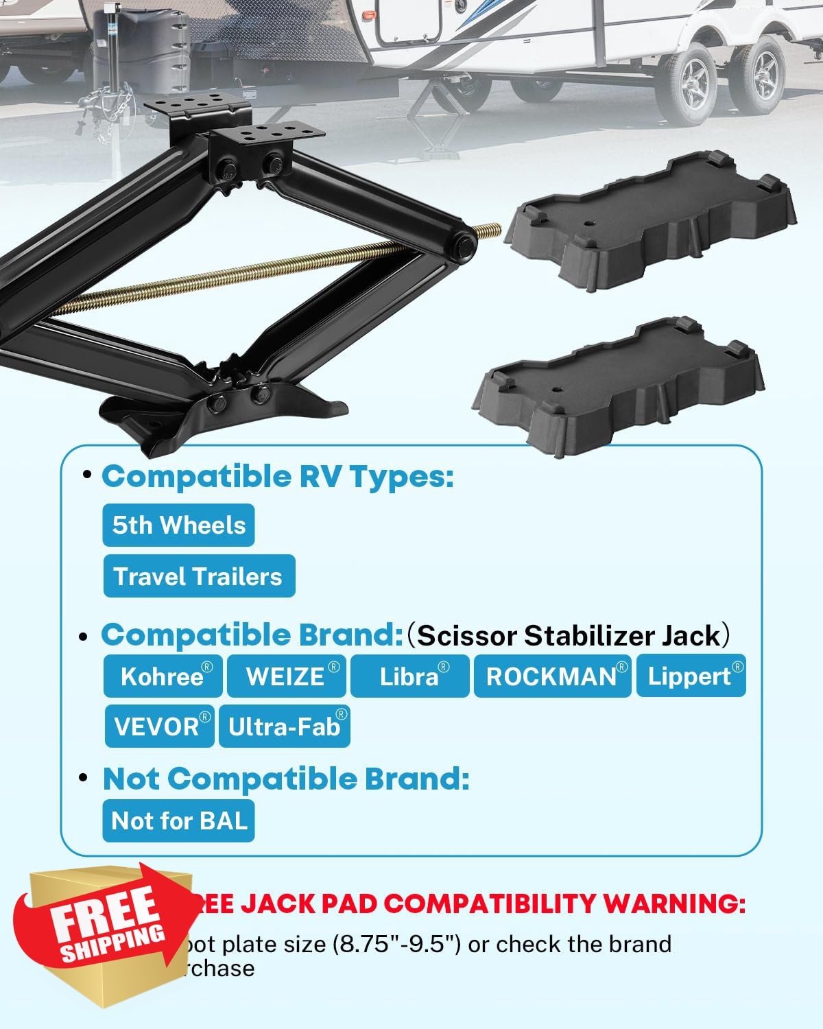 Kohree RV Stabilizer Jack Pads 2 Pack