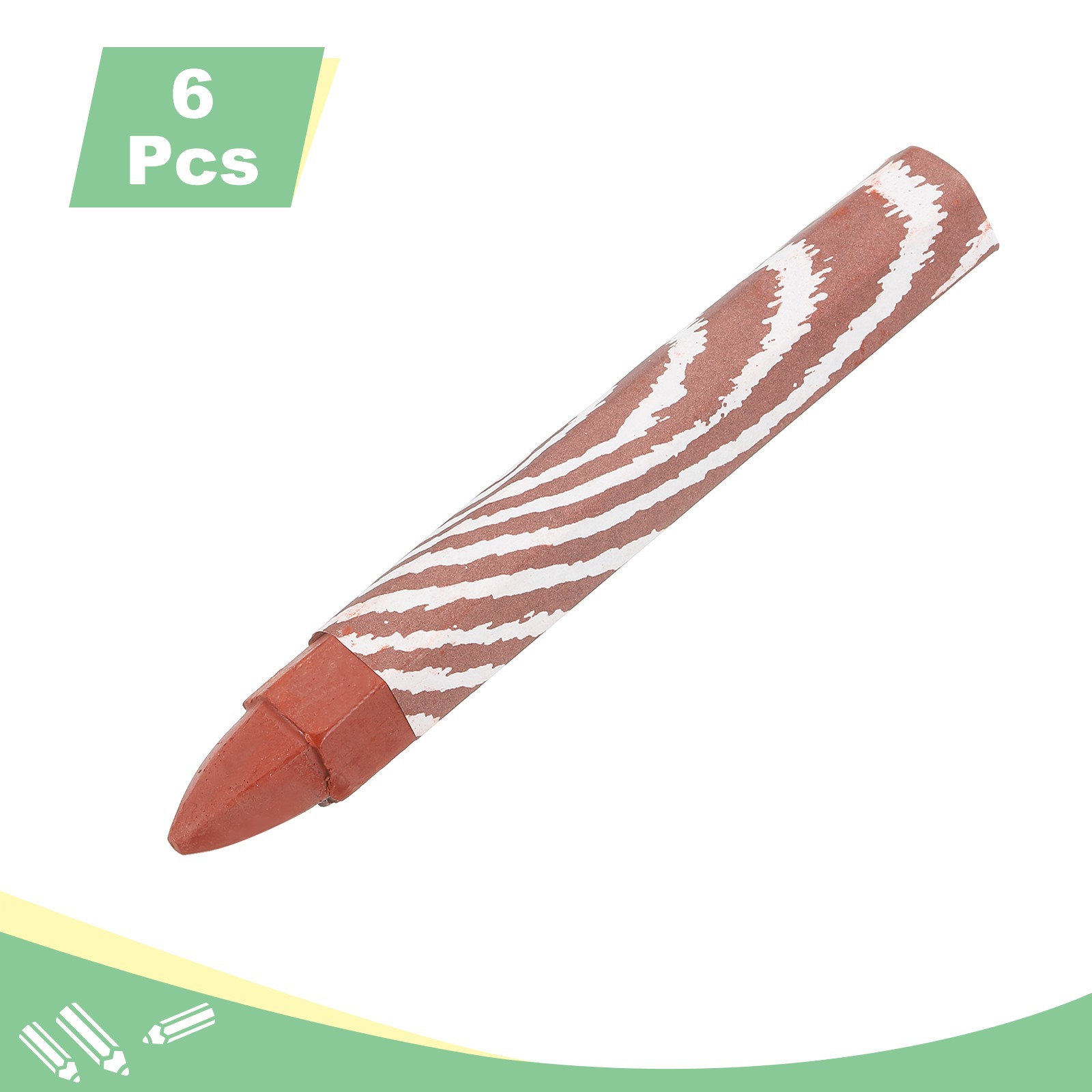 Lumber Marking Crayons, 6 Pcs Brown Hex Wax Tire Marker, 4.1″ x 0.59″