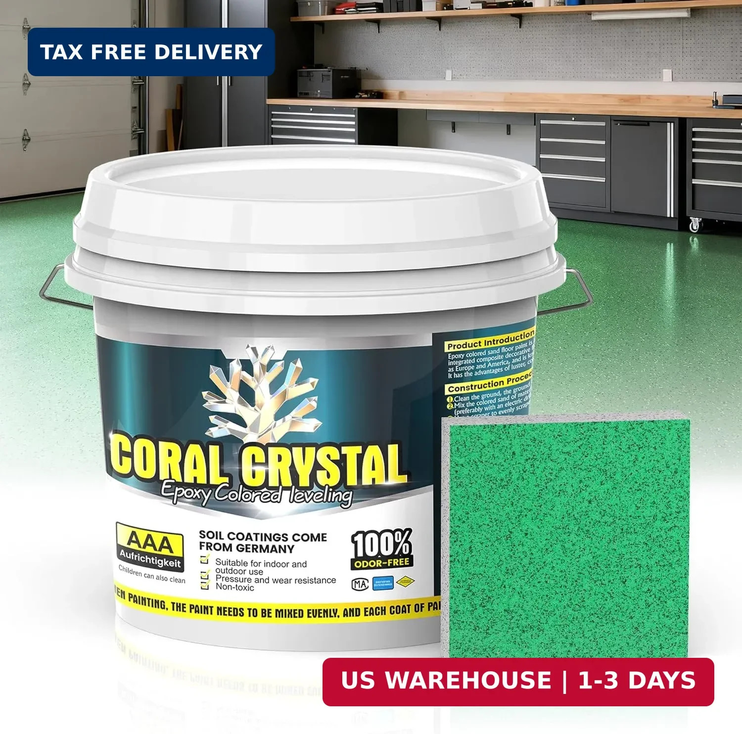Epoxy Colored Sand Floor Paint for Concrete (210 Fl Oz),Self-leveling Epoxy Floo