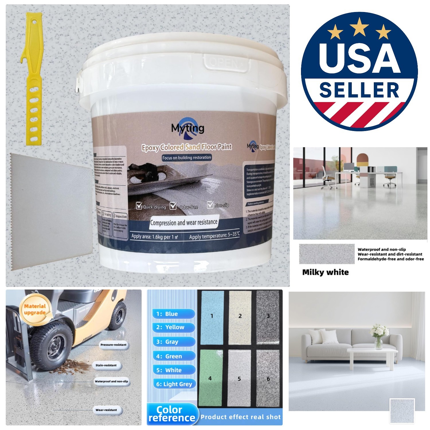 35oz White Epoxy Floor Paint – Waterproof, Stain & Chemical Resistant