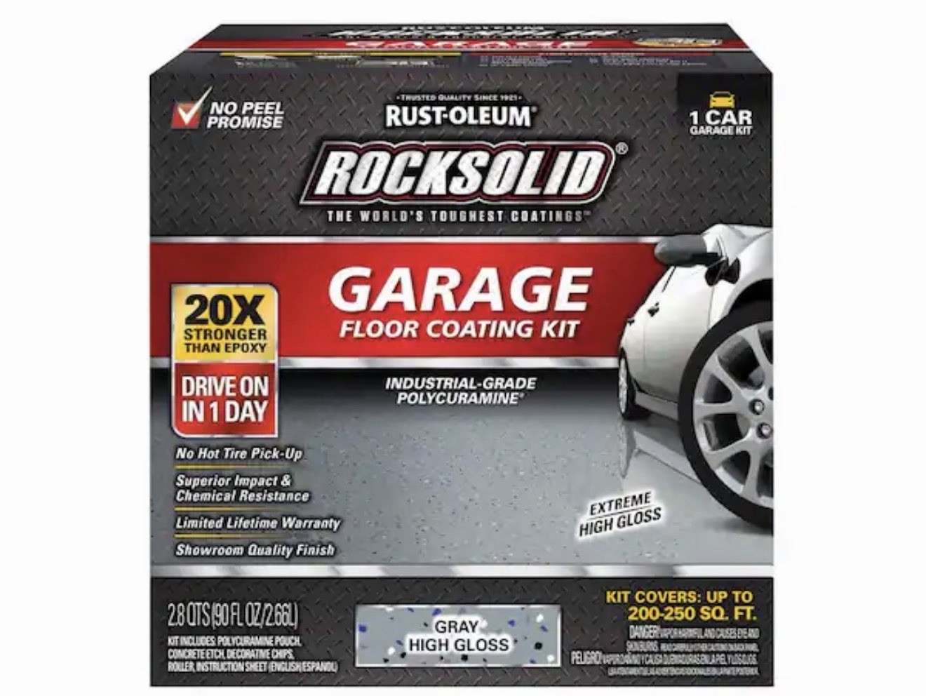 Rust-Oleum RockSolid 1 Car Garage Floor Kit – 90 oz. – Gray Polycuramine