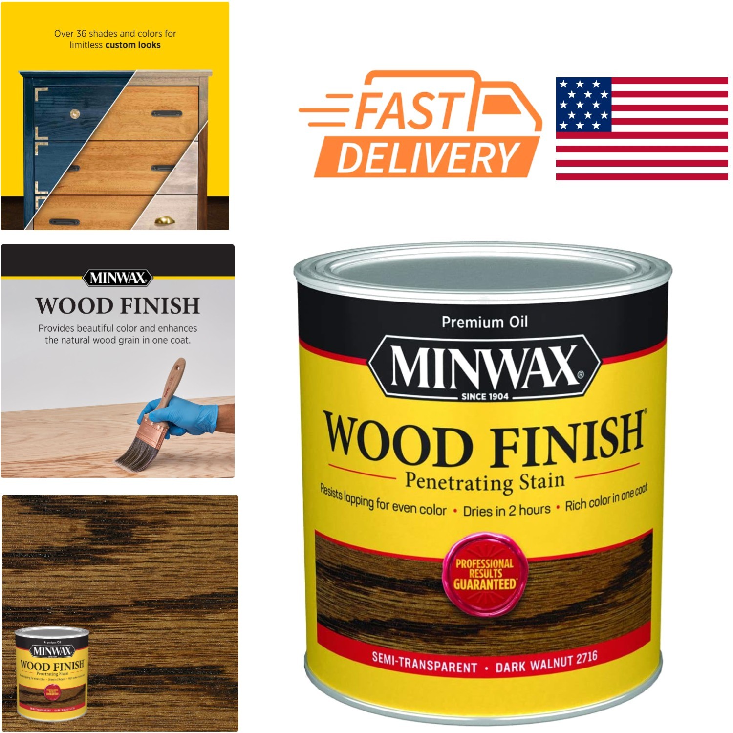 Interior Wood Stain Dark Walnut 1 Quart Oil Based Finish for Small Projects
