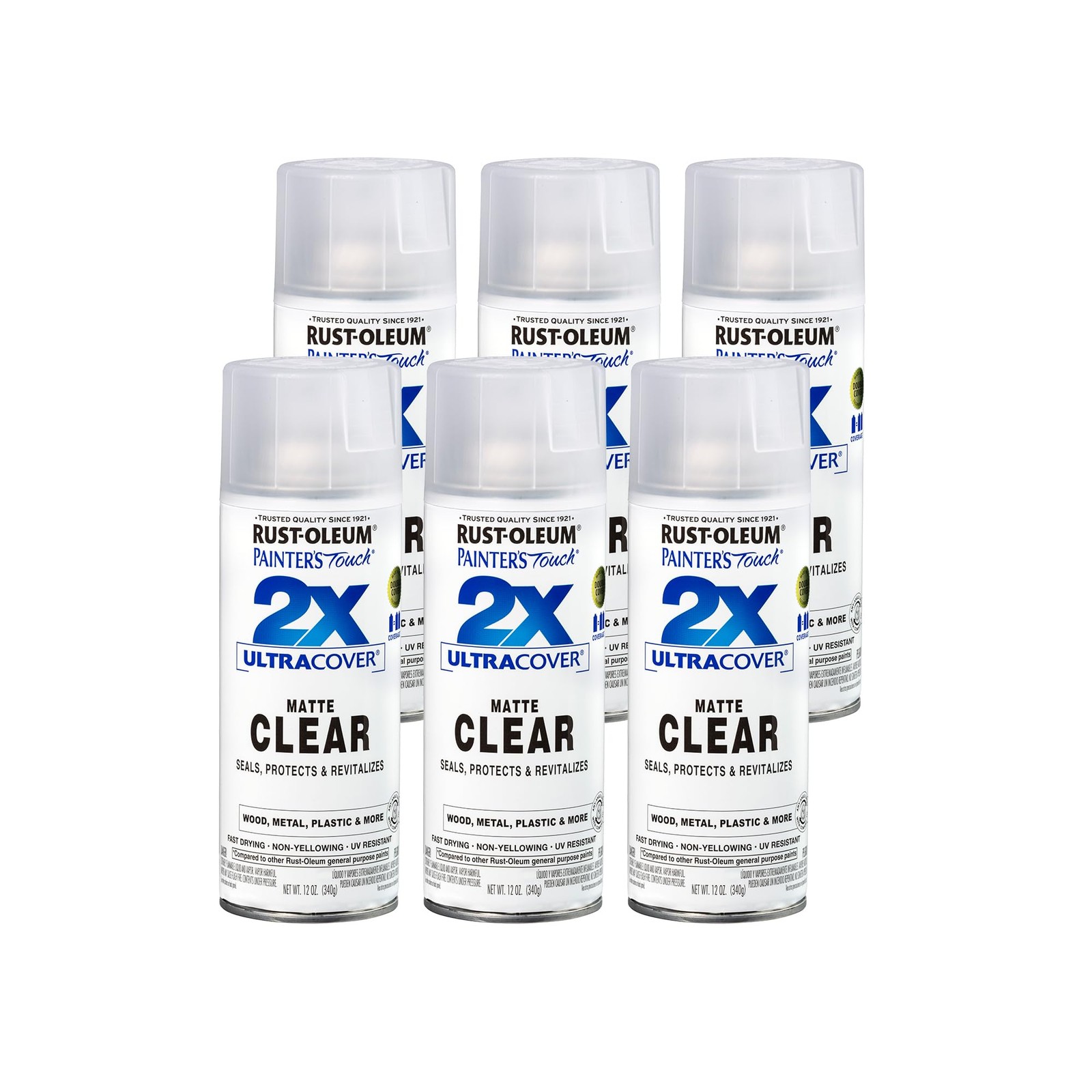 12 Ounce Pack Of 6 Matte Clear Spray Paint For Interior Exterior Surfaces