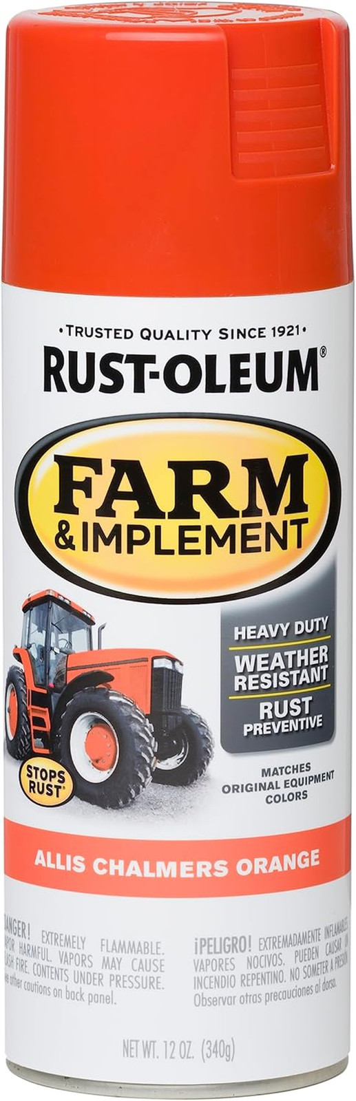 280135 Farm & Implement Spray Paint, 12 Oz, Allis Chalmers Orange, (Pack of 1)