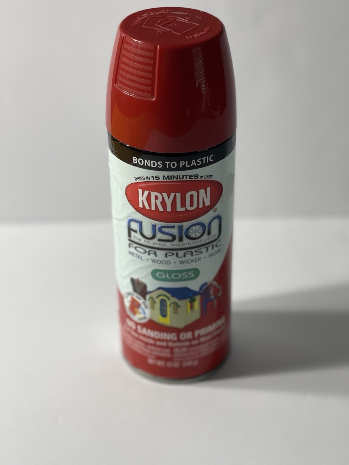 Krylon 2328 Red Pepper/Safety Red Gloss Fusion Spray Paint for Plastic Wood 12oz