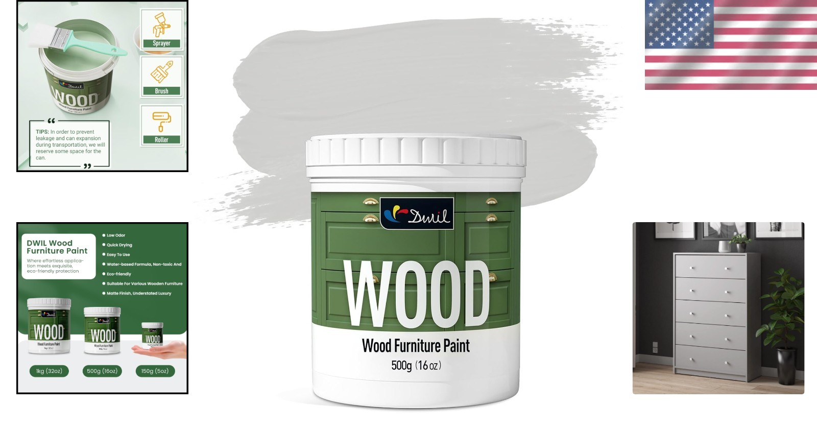Indoor & Outdoor Matte Finish Acrylic Paint – Non-Toxic 16oz for Cabinets & More