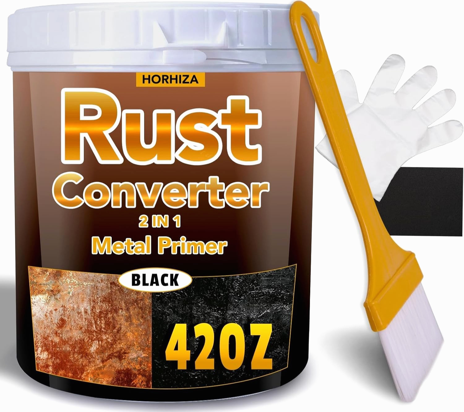 2 in 1 Rust Converter & Metal Primer, 42 Oz Black Rust Inhibitor Paint for Metal