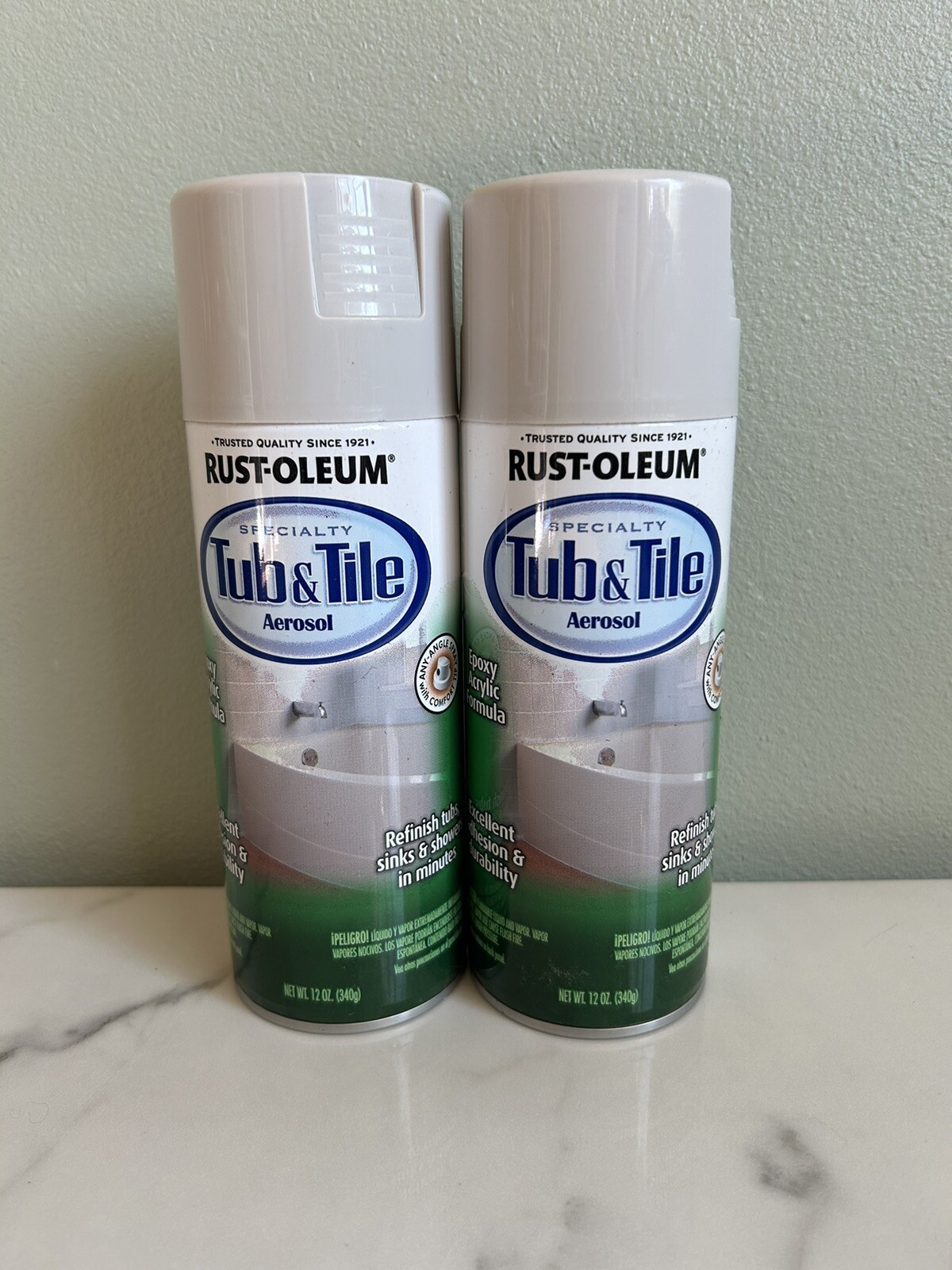 NEW 2 Pack Rust-Oleum 385291 Specialty Tub and Tile Spray Paint, Coastal Fog