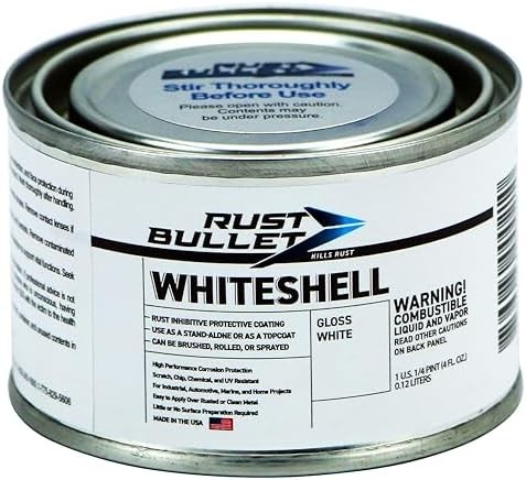 RUST BULLET WhiteShell – Gloss White – 4 Fl Oz – UV Resistant Rust Preventive Co