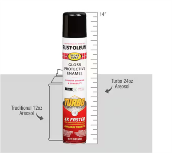 Gloss Black Spray Paint 24 oz Rust Preventative Enamel Turbo Fast Coverage