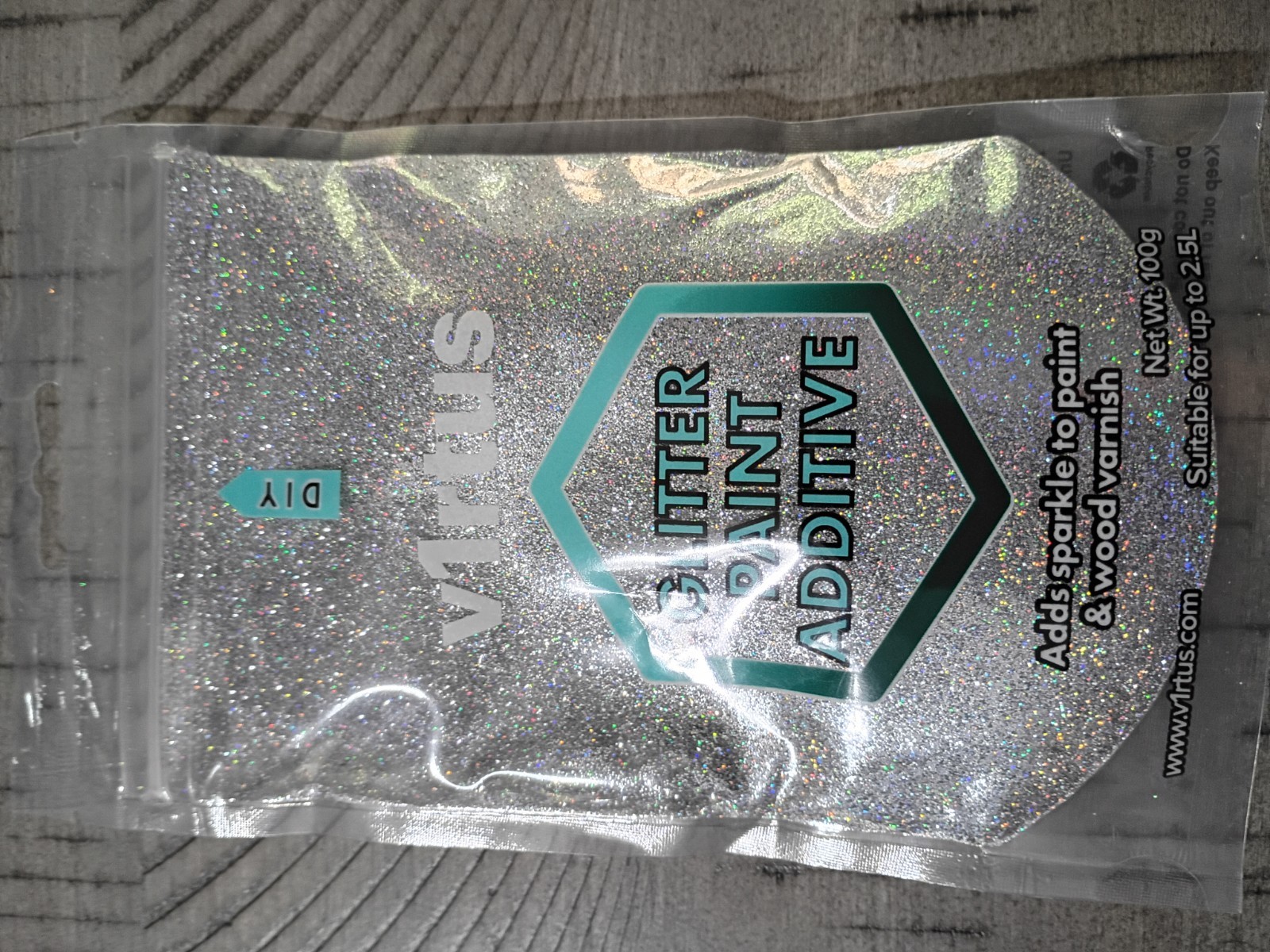 v1rtus Silver Holographic Glitter for Emulsion Paint 100g