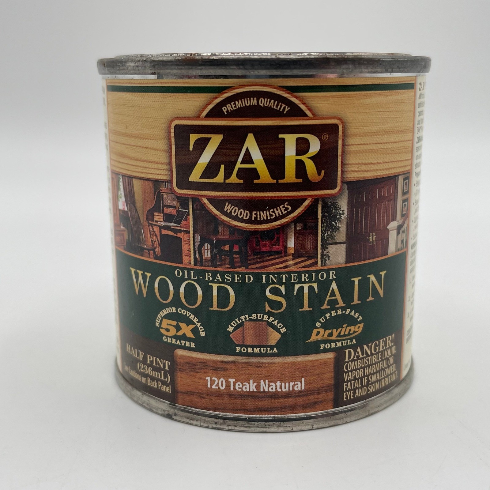 ZAR Interior Oil-Based Wood Stain 120 Teak Natural Half Pint 236mL 12006