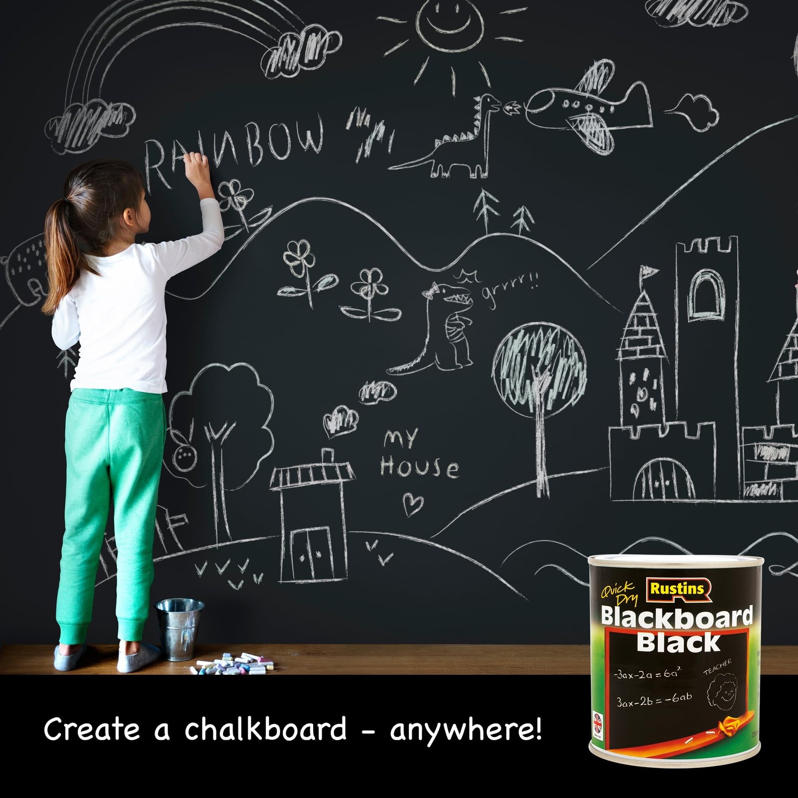 Rustins Blackboard Black Paint 250ml 8.45 Fl Oz (Pack of 1)