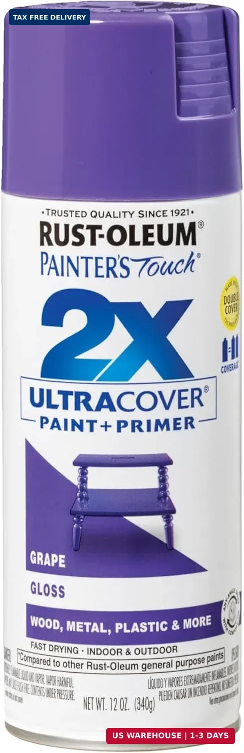 Rust-Oleum 249113 Painter’s Touch 2X Ultra Cover Spray Paint, 12 oz, Gloss Grape