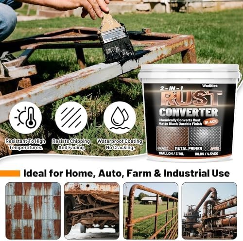 2-in-1 Rust Converter & Metal Primer, 1 Gallon Matte Black Rust Inhibitor Pai…