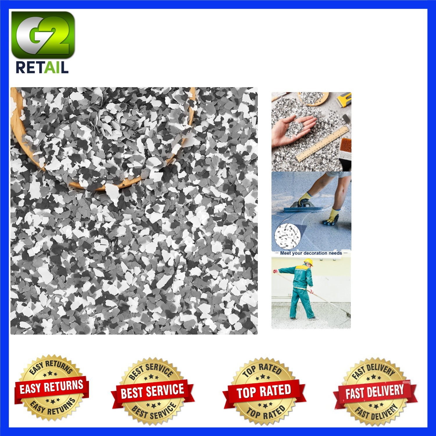 1400g Epoxy Flakes Blend for Concrete Coatings – Stylish Black, White, Gray