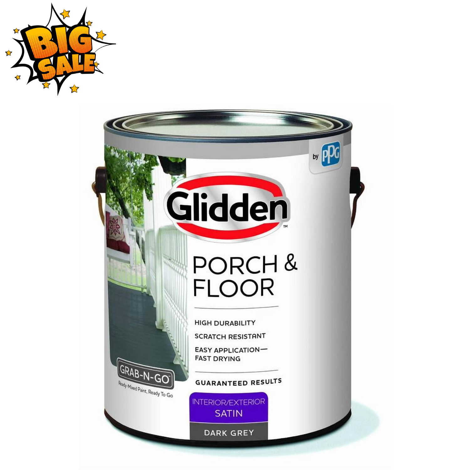 Glidden Porch & Floor 1 gal. Dark Gray Satin Interior/Exterior Paint with Prime
