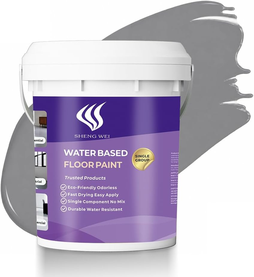 Medium Grey Epoxy Floor Paint, 3 Gallon, Low VOC, Fast Curing, 360 Sq. Ft.