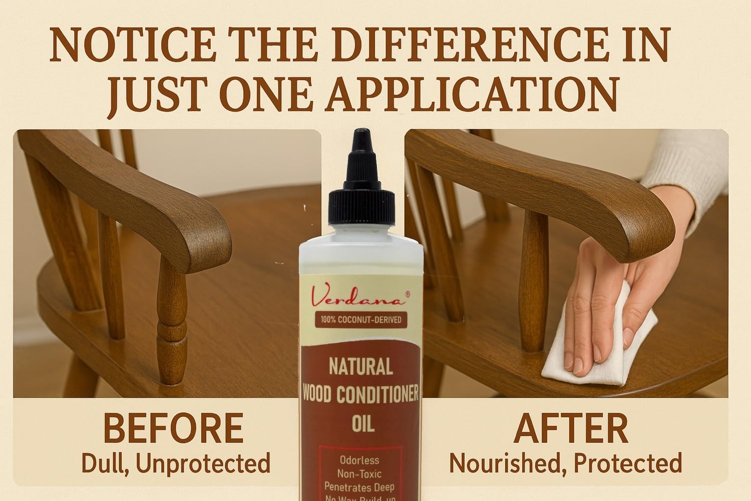 Verdana Natural Wood Conditioner Oil – 8 Fl Oz 8 (Pack of 1), Colorless