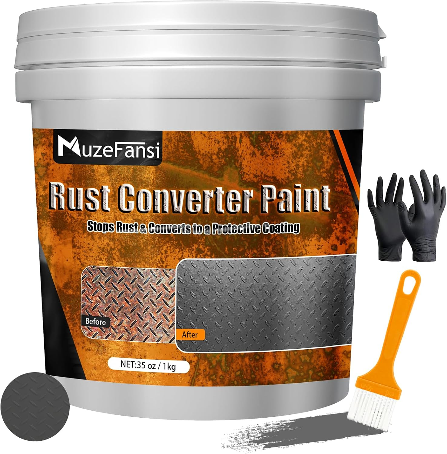 Rust Converter Paint Gray 35Oz – 2-In-1 Rust Proof Paint & Metal Primer, anti Ru