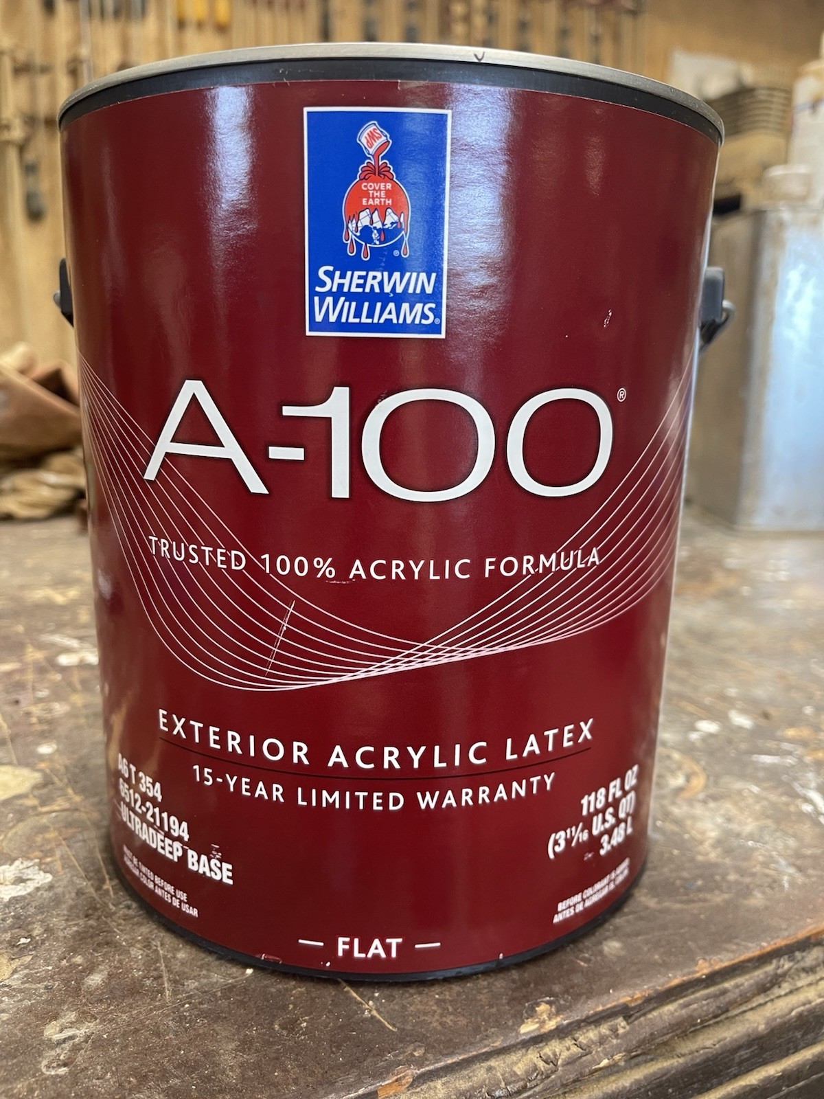 1 Gal. Sherwin Williams A-100 Exterior Flat Acrylic Paint / Dark Auburn Red