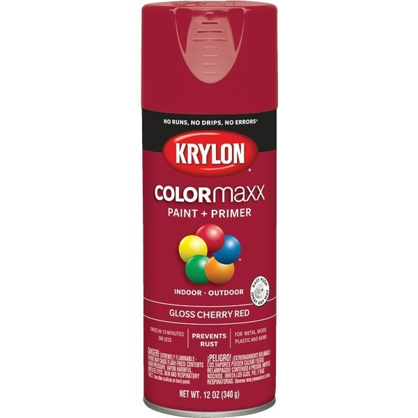 6-Krylon ColorMaxx 12 Oz. Gloss Spray Paint, Cherry Red Model: K05511007