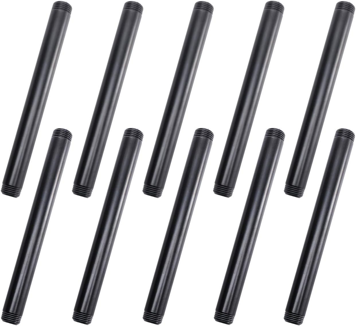 1/2″ X 6″ Black Painted Iron Pipe, 10 Pack Black Paint Finish Threaded Metal Pi