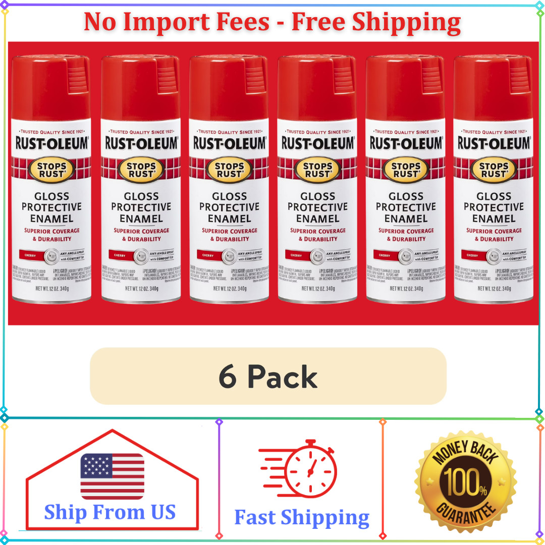 Cherry, Rust-Oleum Stops Rust Protective Enamel Spray Paint-248568, 12oz 6 Pack