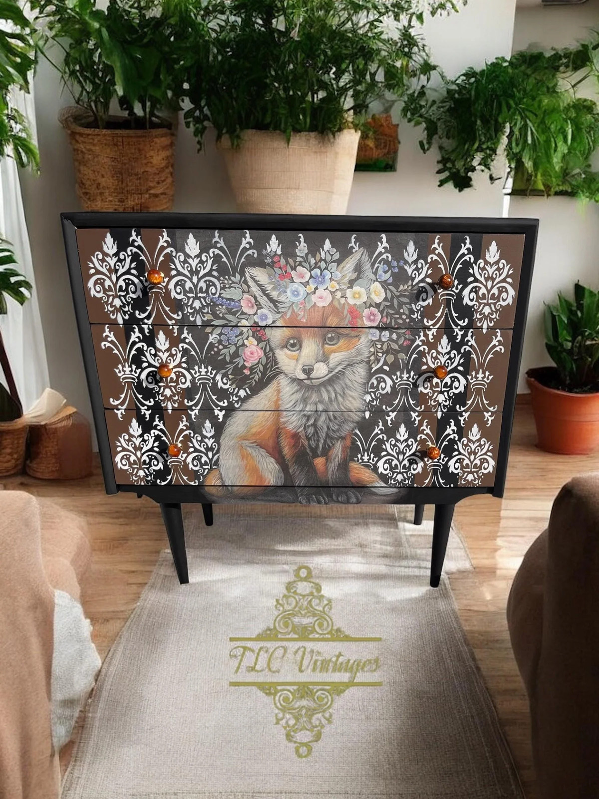 FLORAISON FOX | Rice Decoupage Paper | A3 – 11.7″ x 16.54″| For Furniture |