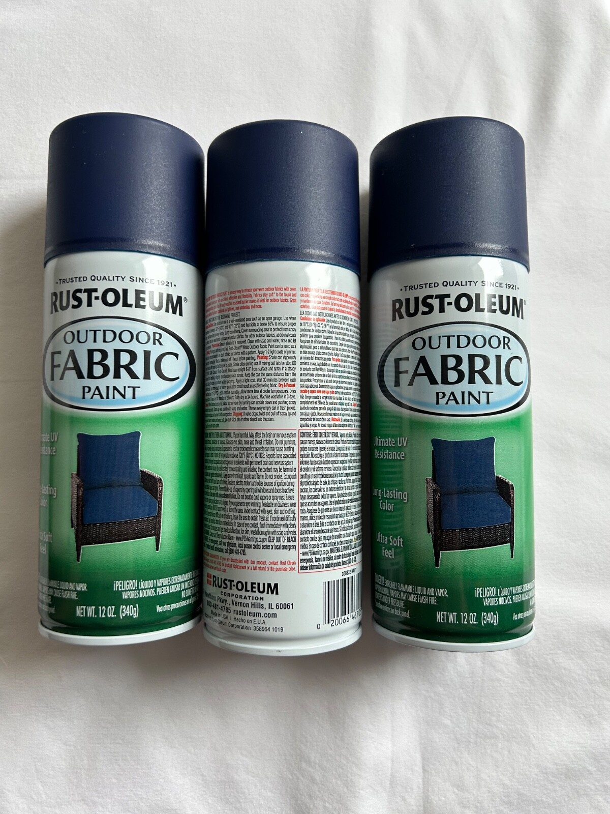 Rust-Oleum 358832 Specialty Outdoor Fabric Paint Navy 12oz New