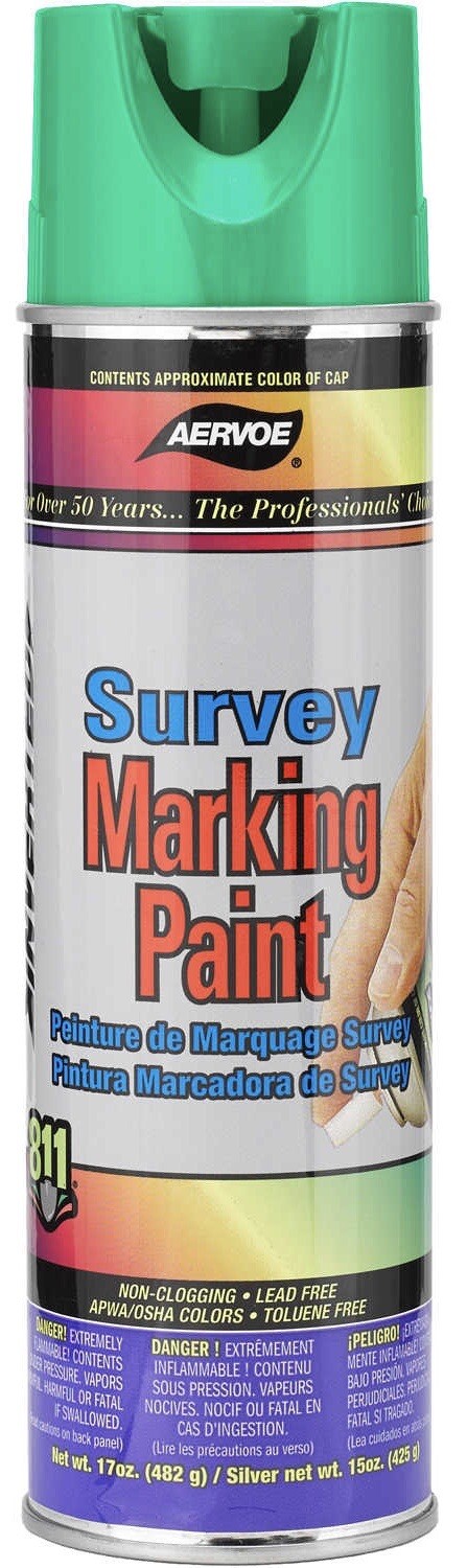 2-Pack Aervoe Inverted Tip Survey Marking Paint, Green 204, 17oz (482g) Each NEW
