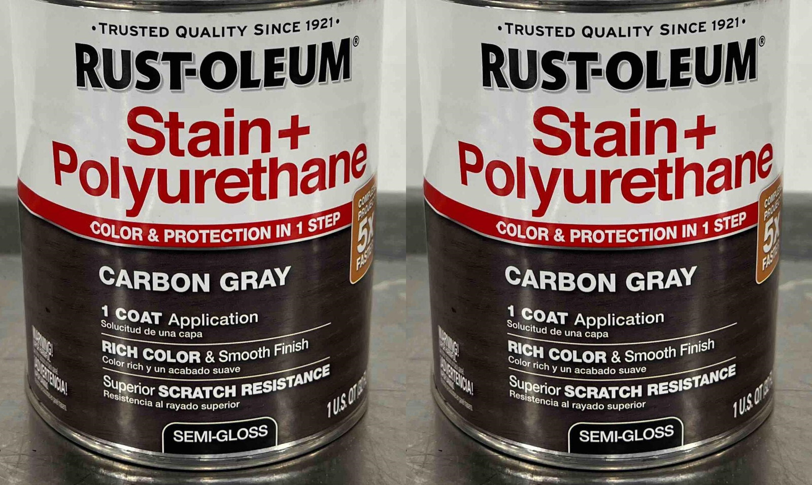 Rustoleum Stain + Polyurethane Carbon Gray Semi Gloss 1 Quart 2 Pack FREE SHIP