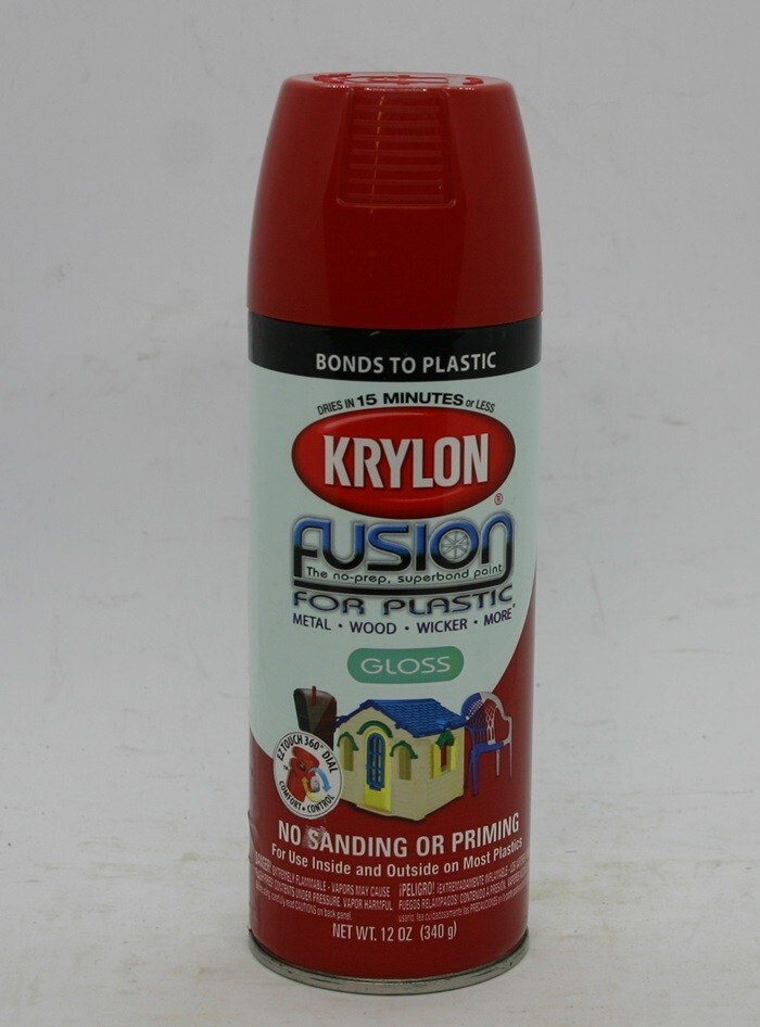 (1) Krylon Fusion for Plastic Gloss Spray Paint 12 oz Red Pepper 2328 New