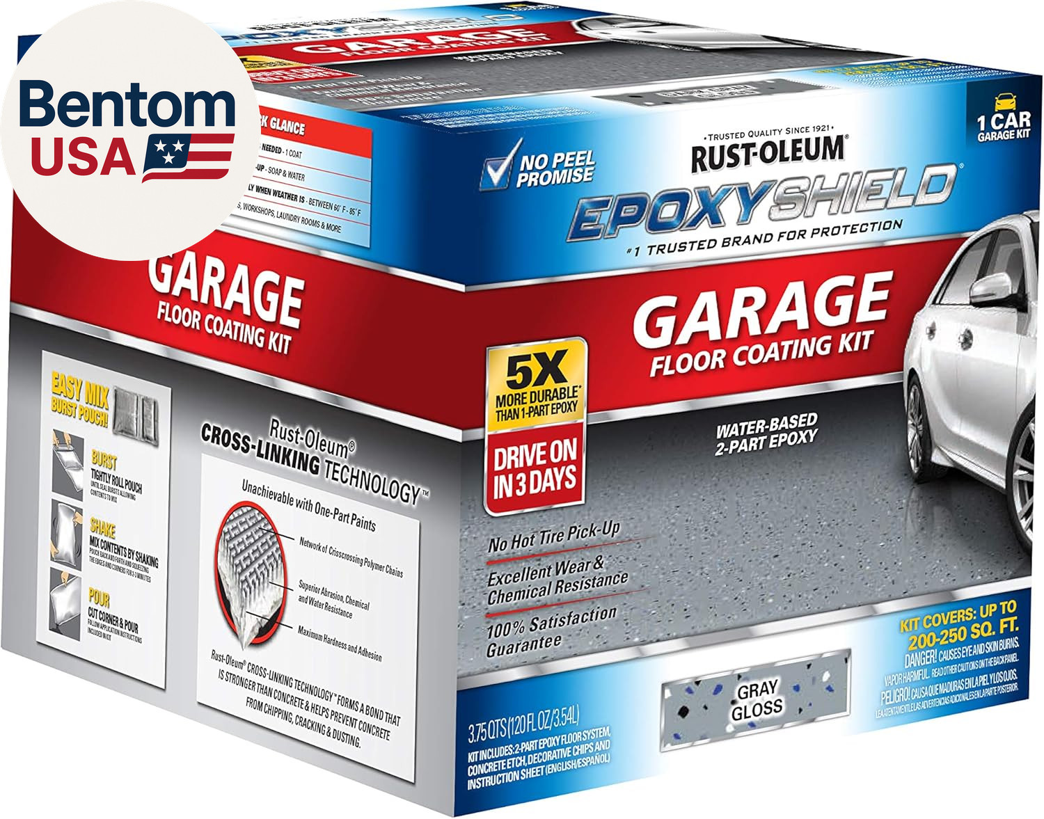 327081 EPOXYSHIELD Garage Floor Coating Kit, 1 Car, Gloss Dark Gray