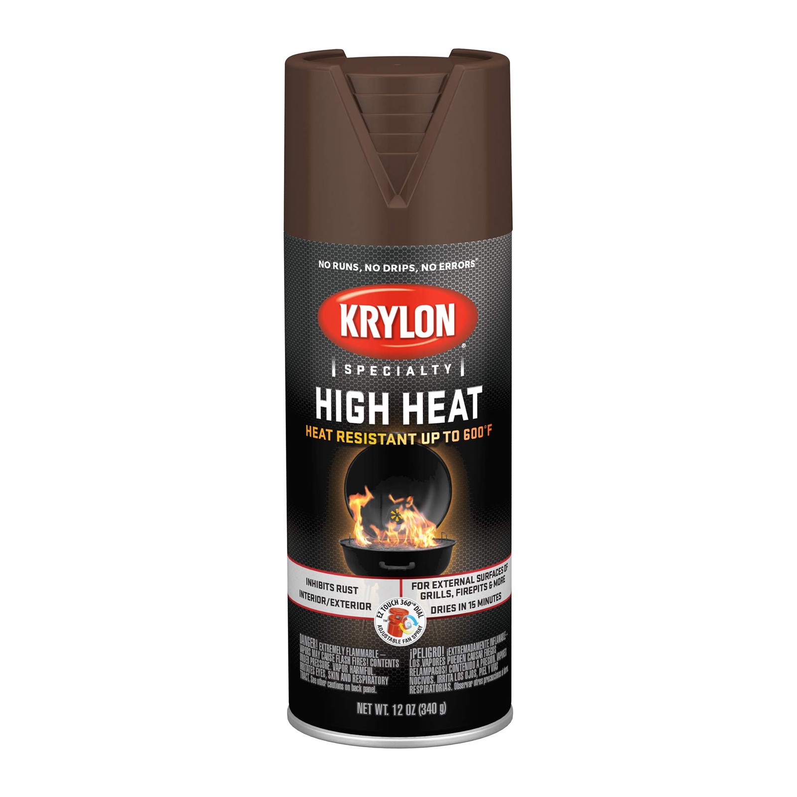 Krylon High Heat, Flat, Brown, 12 oz 12 Ounce (Pack of 1), Brown