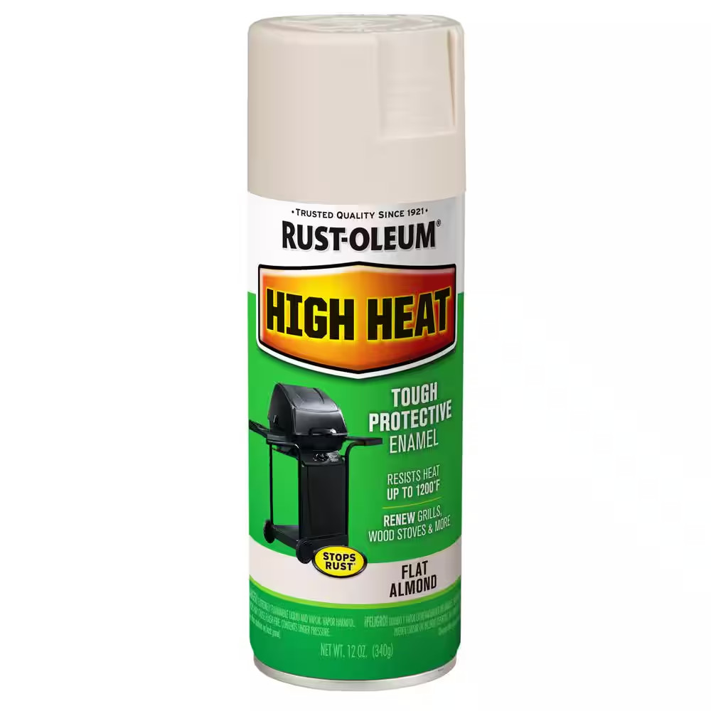 (6 Pack) Rust-Oleum Metal High Heat Enamel Spray Paint, 12 oz, Flat Almond