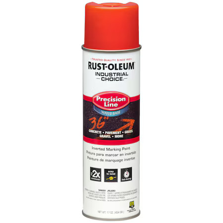 Rust-Oleum 1862838 Inverted Marking Paint, 17 Oz., Fluorescent Red, Water -Based