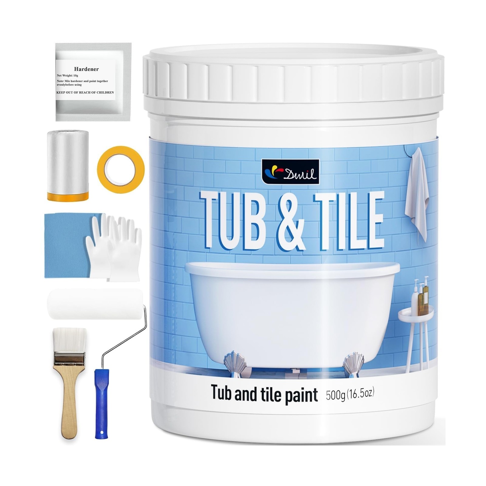 DWIL Tile Paint, Tub and Tile Refinishing Kit with Tools, Water-based Bathtub…