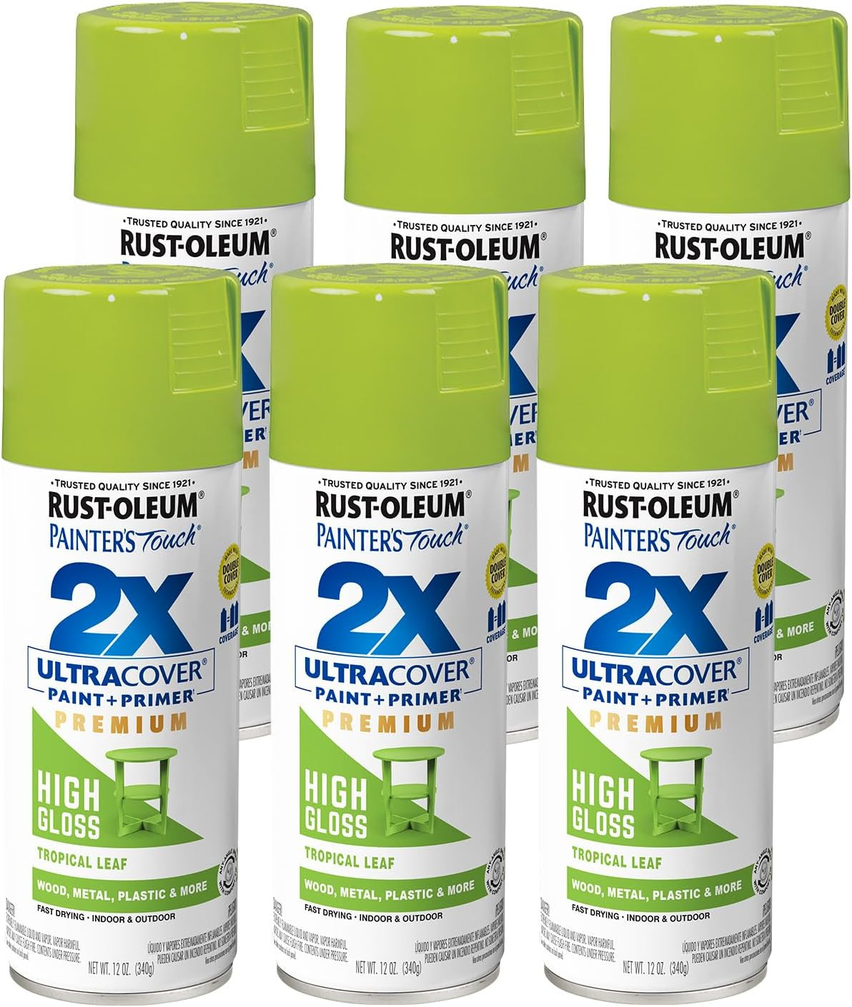 331179-6PK Painter’S Touch 2X Ultra Cover Spray Paint, 12 Oz, High Gloss Tropica